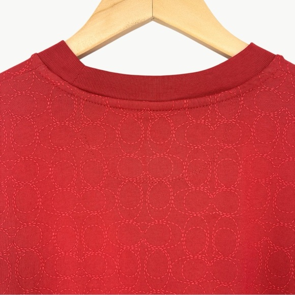 Coach Women’s Signature Logo Cropped Boxy Crew Neck T-Shirt | Size XS | Red - Picture 7 of 12